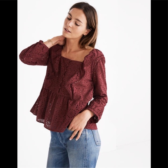 Madewell Tops - NWT Madewell Eyelet Pom-Pom Top Sz: XL
